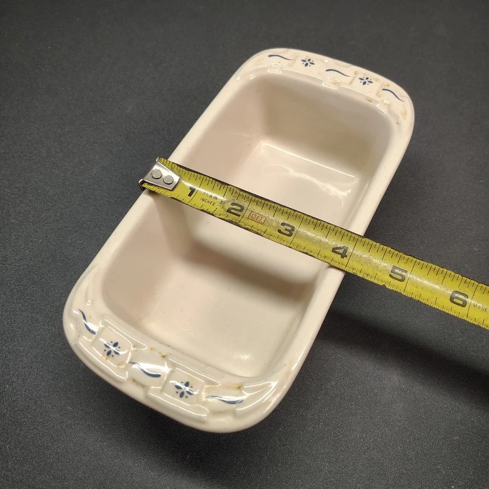 Longaberger Loaf Pan Kitchen Cream Blue Woven Traditions Pottery Bakeware